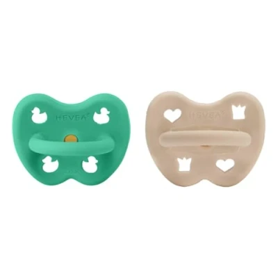 Image de HEVEA Lot de 2 tétines orthodontiques en caoutchouc naturel 3 à 36 mois Design hygiénique une pièce pour les nouveau nés et tout petits, sans BPA, douces durables (Tisvilde)