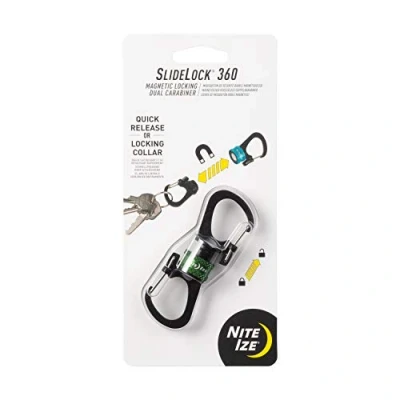 Image de Nite Ize SlideLock Mousqueton double verrouillage magnétique à 360 degrés S Biners avec collier visser pour clés, accessoires de camping et plus encore Olive