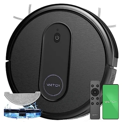 Image de Vactidy Aspirateur Robot T7, Laveur 2 en 1, 120min d&#039;Autonomie, App/Alexa/Siri/IFTTT Contrôle, Mince et Silencieux,Idéal pour Les Poils d&#039;animaux, Cheveux, Poussière…