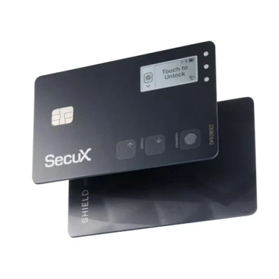 Image de SecuX Shield Bio Crypto Hardware Wallet Authentification biométrique sécurisée, carte de stockage à froid pour NFT, Bitcoin, Ethereum, Cardano, ERC20, BEP20, etc, Noir plat., Compacte