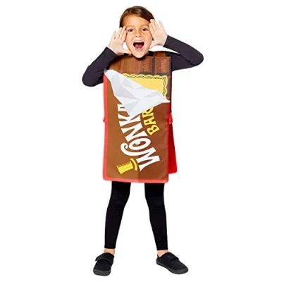 Image de amscan 9909047 Déguisement pour enfant Warner Bros. Wonka Bar Tabard 3 7 ans, doré, Small/Medium (3 Years)