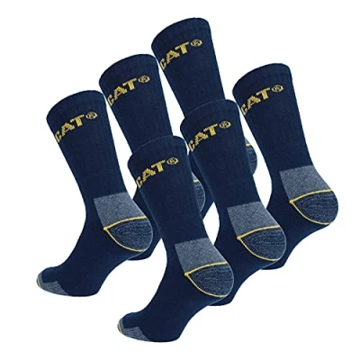 Image de Caterpillar 6 Paires Chaussettes Travail Mi Mollet Chaussures de Sécurité Pointe et Talon Renforcé Coton Eponge (39 42, Bleu)