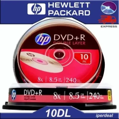Image de 10 PZ DVD+R HP 8X 8,5GB 240 MIN. DUAL LAYER ( IN CAKEBOX DA PEZZI ) DVD DL DOUBLE PER XBOX