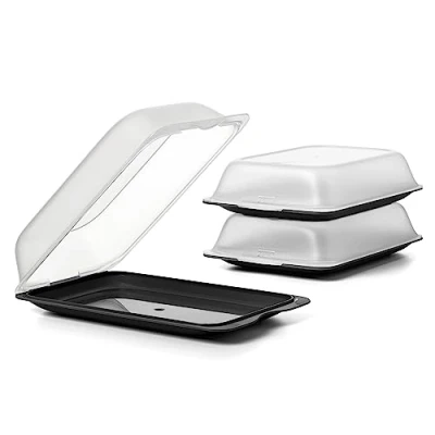Image de TATAY Ensemble de 3 Boîtes a Charcuterie Fresh MAXI, Sans BPA, Réutilisable, Empilable, Passe au Lave vaisselle et Micro ondes, Couleur Noir. Dimension 17 x 6,2 25,2 cm