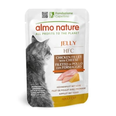 Image de Almo Nature HFC Jelly avec Filet de Poulet et Fromage Nourriture Humide pour Chat Adulte: 24 sachets 55g