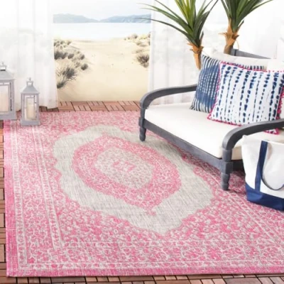 Image de Safavieh Amira Grand Tapis de Salon rectangulaire pour Une Utilisation en intérieur, Polypropylène, Gris Clair/Fuchsia, 160 X 230 cm