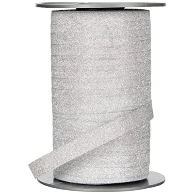Image de PRÄSENT Ruban à friser en Poly Paillettes argentées 10 mm de Large, 100 m Long