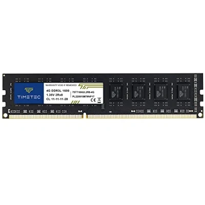 Image de Timetec 4 Go DDR3L/DDR3 1600MHz PC3L 12800/PC3 12800 Non ECC sans Tampon 1.35V/1.5V CL11 2Rx8 Double Rang 240 Broches UDIMM Ordinateur de Bureau mémoire RAM Module Mise à Niveau