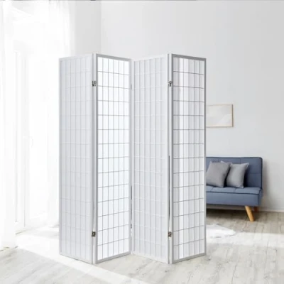 Image de Homestyle4u 4 pan diviseur de pièce écran Pliant Bois partition Shoji en Papier Riz Blanc
