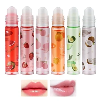 Image de KUIRUNRX® Roll On Lip Gloss, Huile À lèvres Transparente Incolore, Brillants à Aromatisés, Lotion incolore transparente, Rouge Liquide Brillant Hydratant (6pcs) (Fruity, 6pcs)