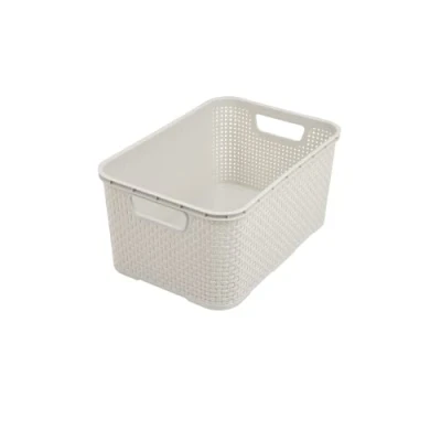 Image de BranQ Home Essential Panier universel multifonction aspect rotin Taille S 7 l Plastique PP sans BPA Crème 28,5 x 19,5 12,9 cm