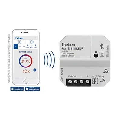 Image de Theben RAMSES 814 BLE UP Thermostat programmable digital pour la surveillance et régulation de température ambiante avec application mobile 8140150
