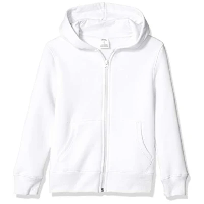 Image de Amazon Essentials Sweatshirts à Capuche en Polaire avec Fermeture Éclair Garçon, Blanc, 2 Ans