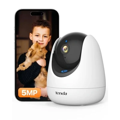 Image de Tenda Caméra Surveillance WiFi intérieur 1080P de avec Détection Humaine AI Suivi Intelligent, Audio Bidirectionnel, Vision Nocturne, Alarme Sonore et Lumineuse, Alexa, CP3 Gris