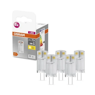 Image de OSRAM Star PIN Lampe à LED, G4 base, verre clair ,Blanc chaud (2700K), 100 Lumen, Remplacement de la traditionnelle 10W Ampoules 5 Pack