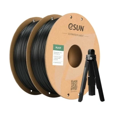 Image de eSUN Filament PLA 1.75mm, ePLA CF Chargé en Fibre de Carbone Précision Dimensionnelle +/ 0.03mm, 1KG par Bobine, 2 Bobines Filament,Noir+Noir