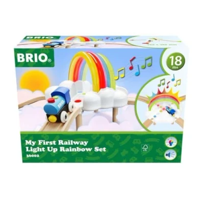 Image de BRIO 36002 Mon Premier Circuit Arc en Ciel Lumineux et sonore My First Railway de Train Bois Jeu d&#039;éveil Jouet pour garçons Filles dès 18 Mois