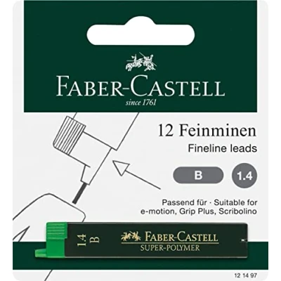 Image de Faber Castell Super Polymer 121497 Lot de 12 mines fines Degré dureté B 1,4 mm