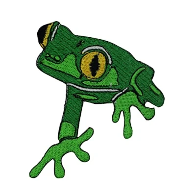 Image de Écusson brodé à coudre ou repasser Motif grenouille assis 8 x 7 cm