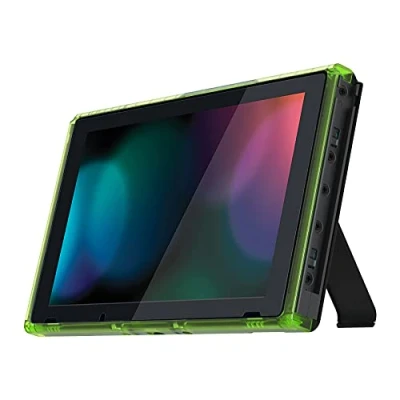 Image de eXtremeRate Coque Cadre Customisé pour Nintendo Switch Console, Shell de Remplacement avec Bouton Volume Power Plateau, Vert Transparent