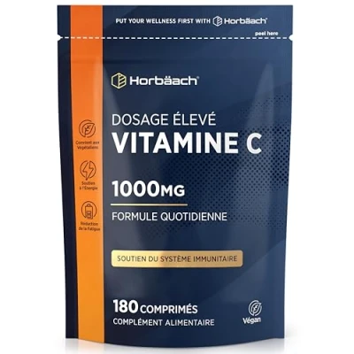 Image de Vitamine C 1000 mg 180 Comprimés Végétaliens Complément Alimentaire Pour Système Immunitaire Alternative aux Capsules par Horbaach