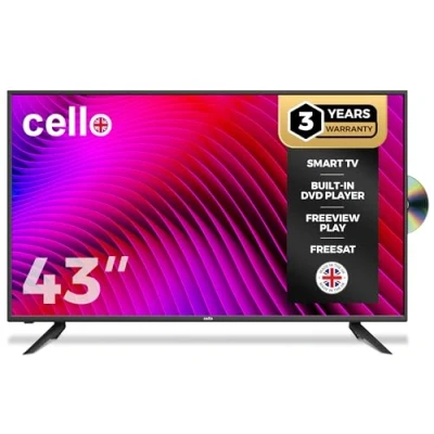 Image de Cello C4324WSF 43&quot; Full HD Smart/DVD TV Lecteur DVD intégré Triple Tuner Bluetooth système d&#039;exploitation Ultra Rapide WebOS by LG Disney+ Netflix Prime Fabriqué en Europe [2024]