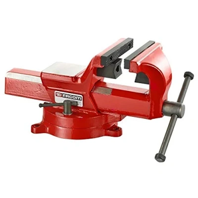 Image de FACOM Étau de Chantier 1224.125 Maintenance Pivotant à 360 Charge Rupture 700 N/mm² Minimum Mors Parallèles Interchangeables En V pour Tubes Système Réglage Vis Fonte