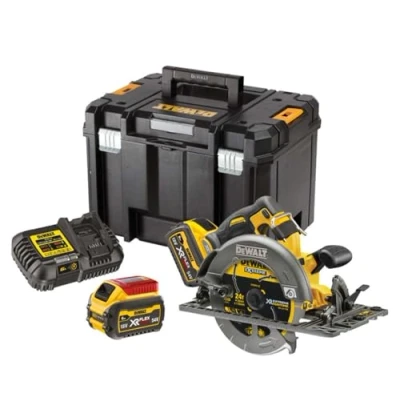 Image de Scie circulaire 2.0 XR FLEXVOLT 54V 2Ah Li Ion Brushless compatible rail de guidage DEWALT 190mm 2 batteries coffret TSTAK DCS579T2 QW