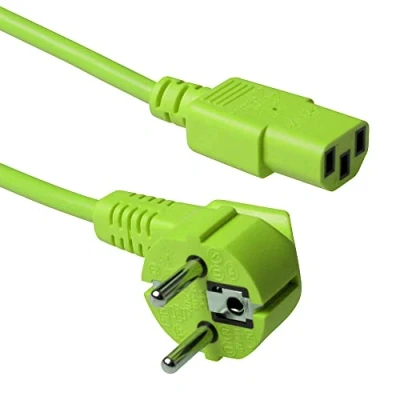 Image de ACT AK5138 Câble d&#039;alimentation pour appareils à Froid 1,8 m C13 PC CEE 7/7 vers 3 Broches Contact de Protection coudé Vert