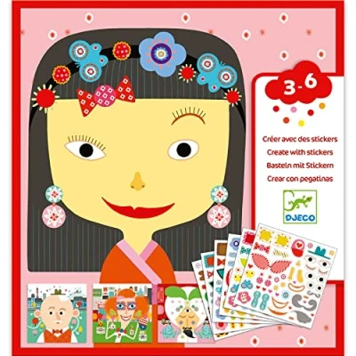 Image de Djeco set d&#039;autocollants visages rigolos