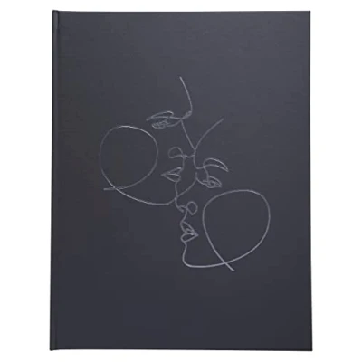Image de Exacompta Réf. 47688E 1 Livre d&#039;or classique Art Format vertical 27x22 cm En simili cuir marquage brillant Tranche argent 100 pages blanches unies Coloris : noir mat