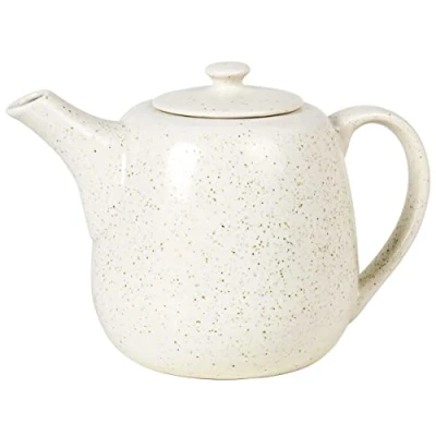 Image de Broste Copenhagen Nordic Vanilla 14533409 Théière en grès couleur crème mouchetée 1,3 l, dimensions : 25 x 13 18 cm