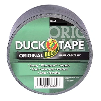 Image de Duck Tape Noir original, 50 mm x 25 m Le ruban adhésif de réparation original haute résistance et imperméable pour canalisations conduits.