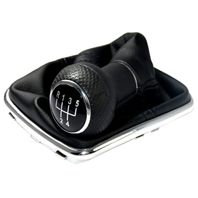 Image de L&amp;P Car Design GmbH A253 Soufflet Levier de Vitesse Pommeau 12mm Compatible avec VW Golf 4 IV Boite 5 Cadre Plug &amp; Play Pièce Rechange pour 1J071113 Noir Chrome