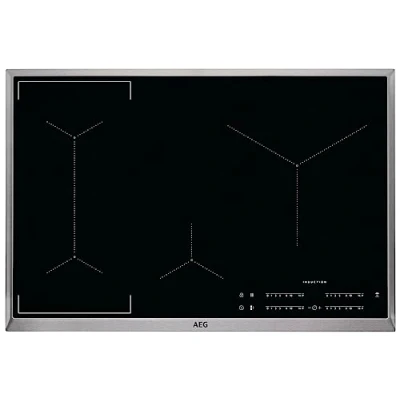 Image de AEG IKE84441XB Plaque de cuisson autonome avec écran tactile, reconnaissance casserole et fonction Hob²Hood, 4 zones cuisson, cadre en acier inoxydable, 80 cm, noire