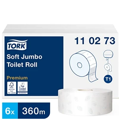 Image de Tork Papier Toilette Jumbo doux blanc T1, Premium, 2 plis, 6 x 360 m, 110273