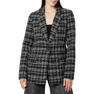Image de The Drop Blazer Long Blake pour Femme, Tissu Bouclé Noir, 3XL Grande Taille