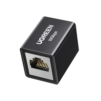 Image de UGREEN Noir 10Gbps Coupleur RJ45 Ethernet Raccord Femelle vers LAN Rallonge Connecteur Adaptateur Réseau Compatible avec Câble Cat 8 7 6 5 5e (Lot de 1)