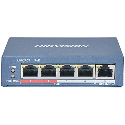 Image de Switch HIKVISION 4 POE 10/100M Unmanaged, +1 Porta Uplink da 100M, 802.3af/at 25