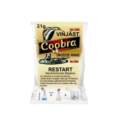 Image de Levure œnologique active Coobra Redémarrer Re Start 21g en poudre sèche refermentation