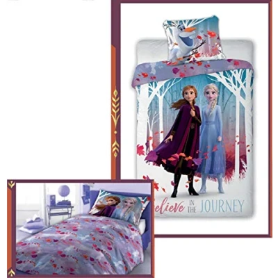 Image de Aymax S.P.R.L. Reine des Neiges 2 Parure de lit Housse Couette Frozen 140x200 cm + Taie d&#039;oreiller 65x65 Disney