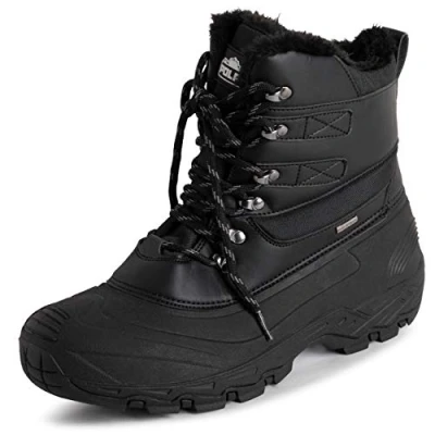 Image de Polar Hommes Imperméable Semelle Bande De Roulement Profonde Fausse Fourrure Doublée l&#039;hiver Bottes Neige Noir Lacer UK11/EU45 YC0682