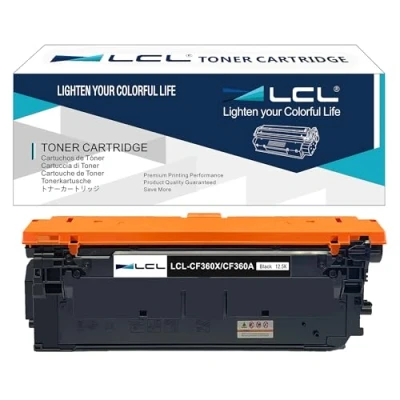 Image de LCL Cartouche de Toner Remanufacturée 508X 508A CF360A CF360X (1 Noir) Remplacement pour HP Color Laserjet Enterprise M552dn M553dn M553n M553x M577c MFP M577Z M577dn M577f M577