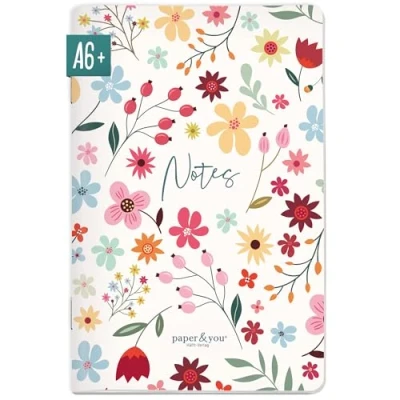 Image de paper&amp;you® carnet de notes A6+ à pois « Wild Flower » avec 64 pages, petit notes, mini bullet journal Durable et respectueux du climat