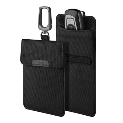 Image de Spigen Klasden Conçu pour la Voiture RFID Signal Blocking Car Key Fob Protector Bag Pouch Noir