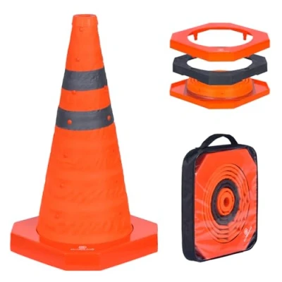 Image de Cônes de sécurité avec Base lestée 45cm signalisation Pliables d&#039;avertissement d&#039;urgence pour stationnement Route et Construction (1, 45cm)
