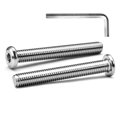 Image de MINHER M6 x 55mm 20Pcs Tête Plate Vis D’assemblage à Six Pans Creux, Acier Inoxydable A2 V2A, Boulons de Meubles, Filetage Complet (Avec Clé Hexagonale)