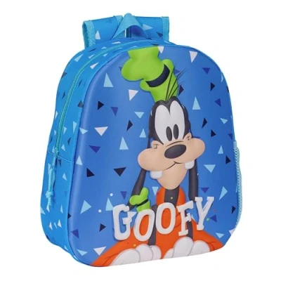 Image de Safta GOOFY Sac à dos d&#039;école avec design 3D, adaptable la voiture, idéal pour enfants de différents âges, confortable et polyvalent, qualité résistance, 27 x 10 33 cm, couleur bleue, bleu,