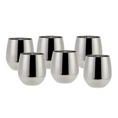 Image de ECHTWERK Set de 6 verres à vin et eau en acier inoxydable, édition argentée, 500 ml, 10 x 9,5 cm, cm