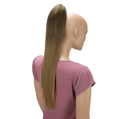 Image de CAISHA 60cm Ponytail Postiche Avec Pince Papillon Natte Queue De Cheval Extensions Cheveux Raide Mélange Blond Brun H631